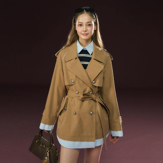 Ariseism 美式复古中长款风衣外套女秋季新款外套 商品图3