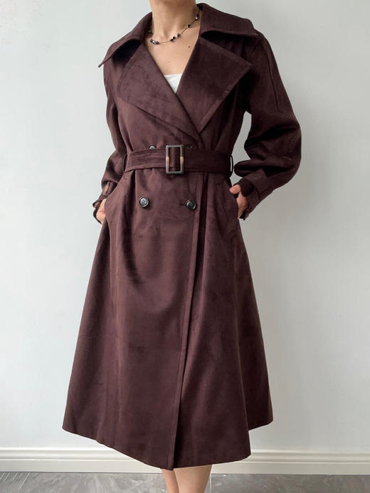 SIJIA｜AW2507 酒红麂皮长款皮风衣 商品图5