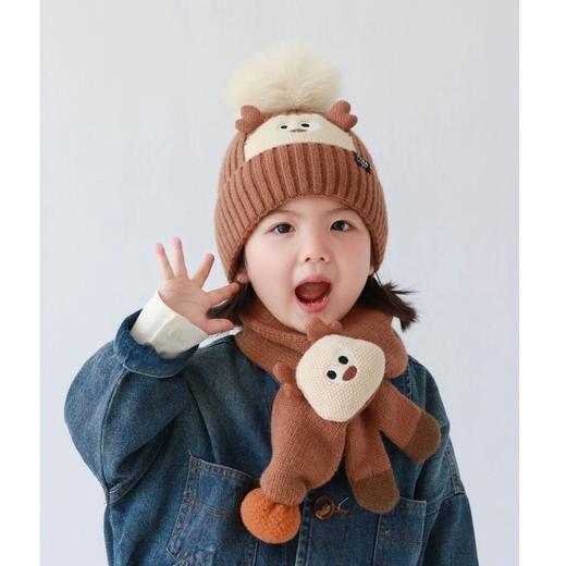 儿童帽子套装卡通秋冬款护耳针织帽保暖可爱毛线帽男女童宝宝帽子 商品图9