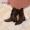 Dfuse迪芙斯2025冬季新款大地色中筒靴奢潮可调节堆堆西部靴女DFD4116040 商品缩略图4