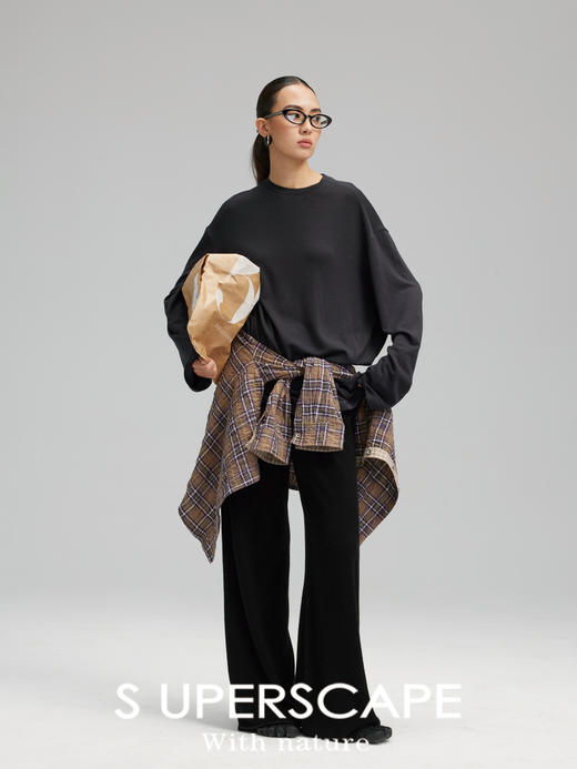 素舶 100美利奴羊毛御寒显瘦神裤休闲百搭抽绳直筒长裤 商品图2