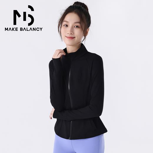 Makebalancy/慕柏郦双面磨毛显瘦运动外套女秋冬瑜伽健身10006 商品图5