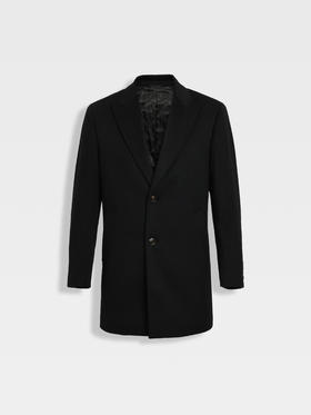 callisto黑色绵羊毛羊绒混纺大衣