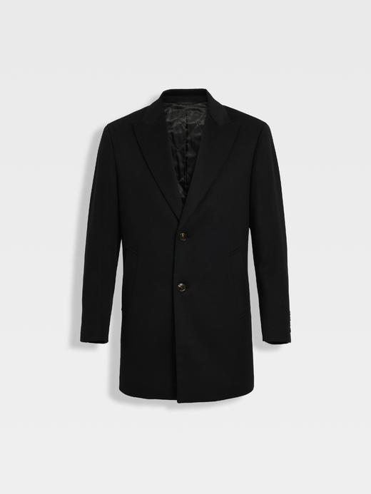 callisto黑色绵羊毛羊绒混纺大衣 商品图0