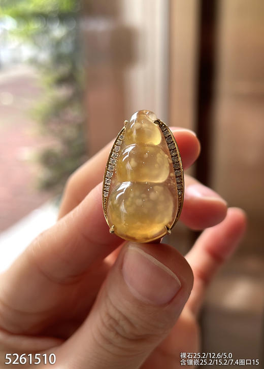 高冰种黄翡富贵豆戒指  23999【5261510】 商品图2