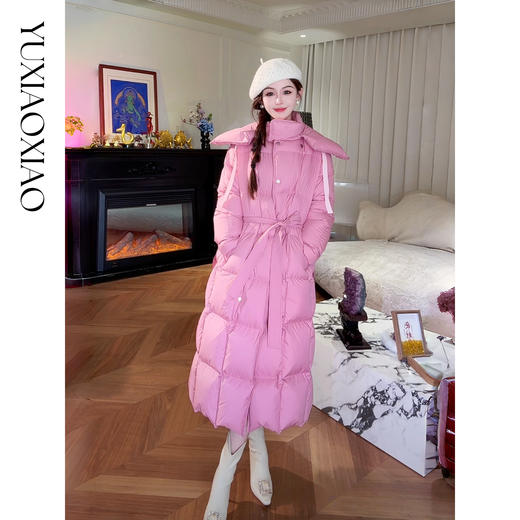 余潇潇【机场女星】90白鹅绒三防面料内衬石墨烯立领长款羽绒服 商品图3