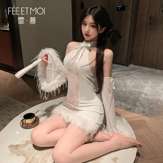 【媚娘连衣裙】霏慕 酥骨缠绵挂脖毛边连衣裙ZY96 商品图5