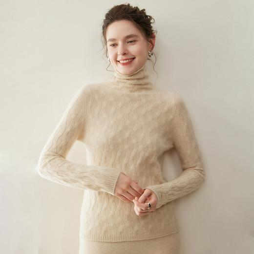 「高货rg」全新升级【铂金会员514/天猫699/差价185】(13513)洛诗琳气质软糯羊绒衫2025秋冬纯色宽松堆堆领针织上衣女 商品图2