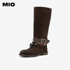 MIO米奥西部靴冬季新款圆头长筒波嬉风挂饰搭扣弹力靴女靴子M255862935 商品缩略图0