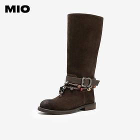 MIO米奥西部靴冬季新款圆头长筒波嬉风挂饰搭扣弹力靴女靴子M255862935