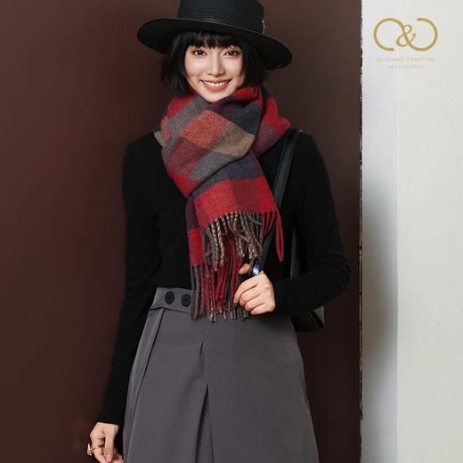 C&C 明星款轻奢感羊毛/羊羔绒围巾 超大尺寸 两面可戴 保暖舒适 礼盒包装多款可选 商品图5