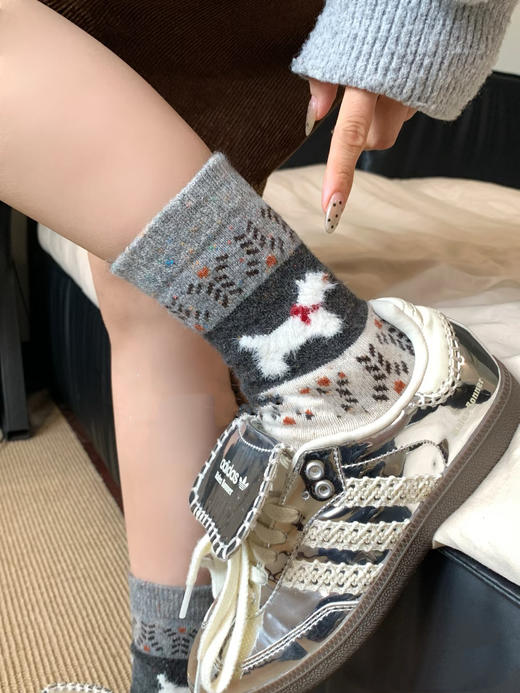 19.9/8双 高克重费尔岛小狗袜中筒袜不能错过的秋冬袜子 商品图6