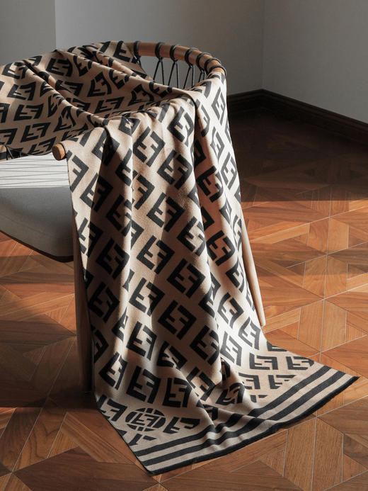 WJ12-芬迪 FF图案印花 羊绒围巾 男女同款情侣款（QZ*MM） 商品图4