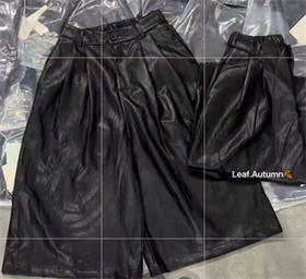 NC复古简约高腰直筒皮裤50913秋季096313301106