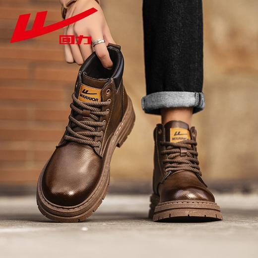 回力男鞋秋季2025新款马丁靴男士英伦风高帮皮鞋厚底工装鞋子男款 商品图0