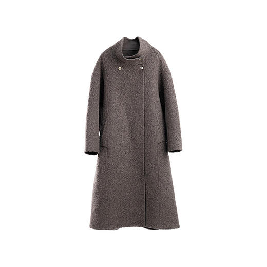 绽放757朵/du市丽人呢大衣·羊毛立体绒感立领长款毛呢外套呢大衣 商品图4