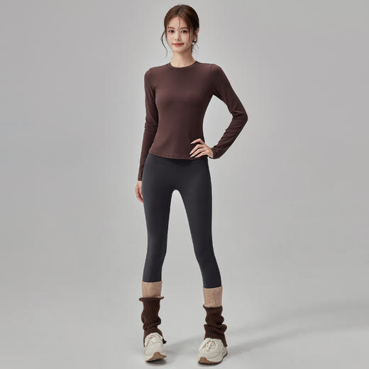 【限时秒】YOGACODE【火树银花系列】秋冬长袖瑜伽服女圆领修身显瘦运动t恤训练健身服上衣DWT125669 商品图2
