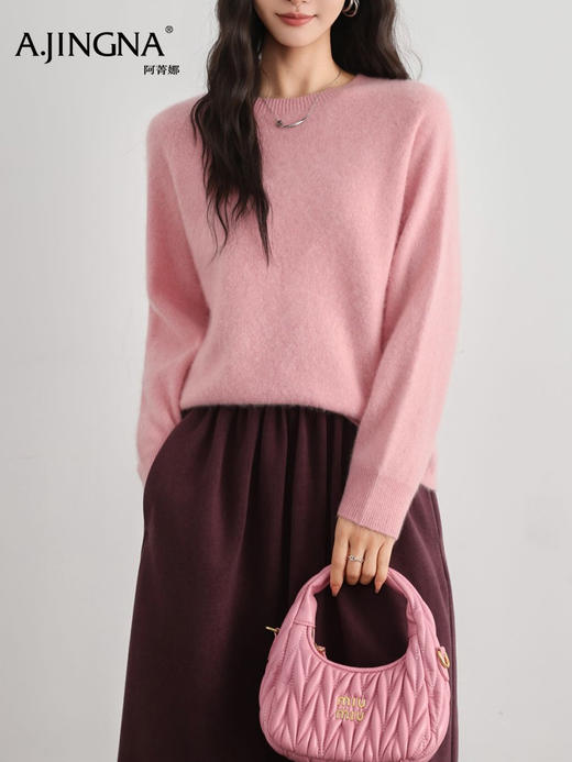 【100%羊毛】阿菁娜秋季新款100%羊毛拉毛针织衫云朵触感松弛感廓形F30D301003 商品图3