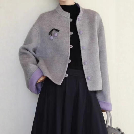 网红爆款2025秋冬双面羊毛大衣小个子气质短款毛呢外套 商品图3