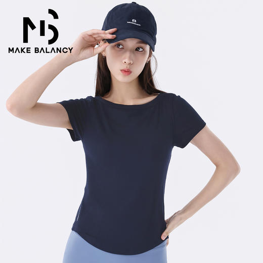 慕柏郦女短袖T恤修身女运动螺纹短款抗皱圆领1972 商品图4