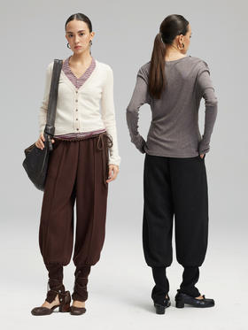 素舶 NAIA醋酸羊毛宽松锥形慵懒松弛感羊腿束脚裤