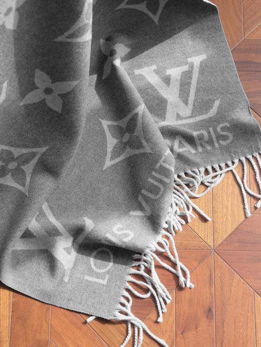 WJ18-LOUIS VUITTON 时尚印花大logo流苏 羊毛 绒线围巾 灰色 绒线围巾（QZ*MM） 商品图2