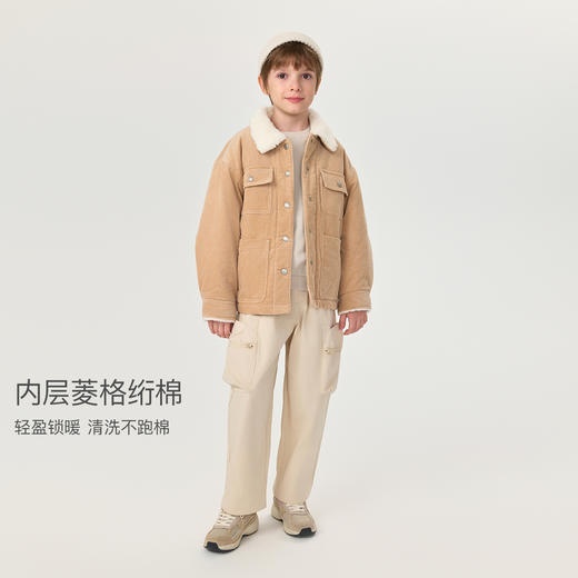 马克珍妮女童灯芯绒毛绒翻领夹棉外套2025年冬装新款551566 商品图2