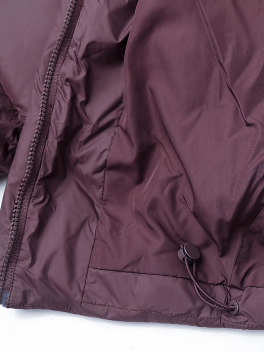复古酒红色连帽羽绒服 廓形宽松短款上衣 冬季加厚保暖设计感压纹面包服外套 商品图4