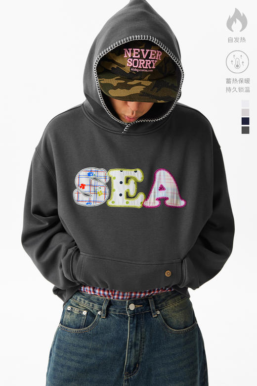 CryingCenter SEA贴布绣连帽卫衣 哭喊中心 商品图7