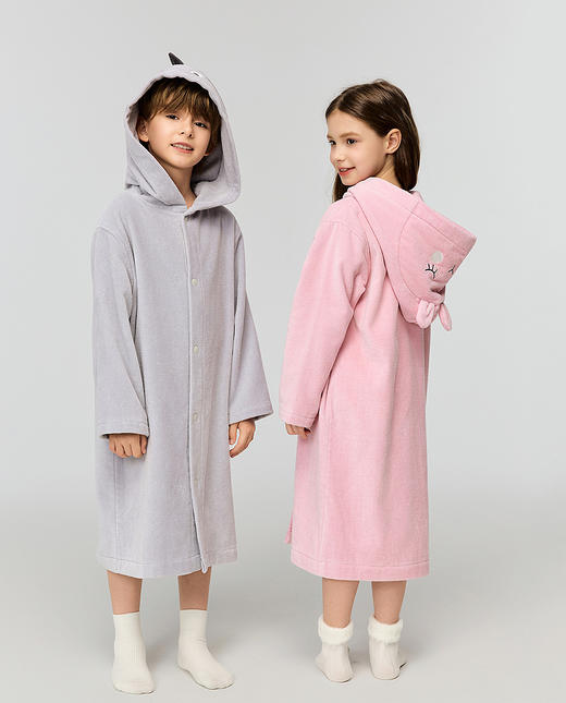 【春上新】8楼爱慕儿童Aimer Kids女孩动物联盟小兔连帽浴袍AK144J641，吊牌价680元 商品图4