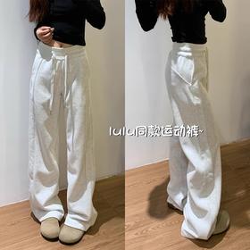 lulu同款运动裤女秋冬2025新款高腰宽松bf慵懒风直筒窄版阔腿卫裤加绒加厚休闲裤