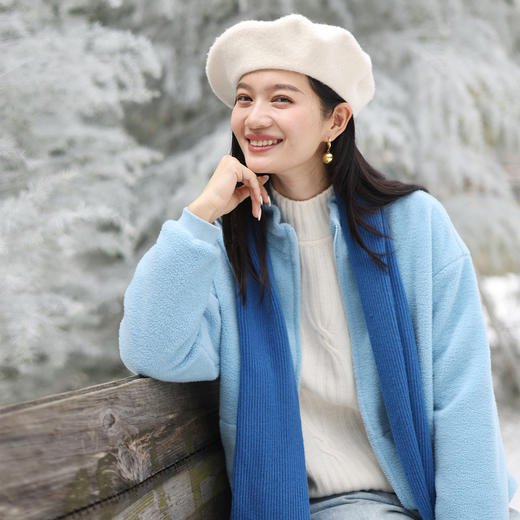 特绽放744朵/晴天·棉摇粒绒立领开襟落肩长袖双层卫衣百搭上衣女 商品图0