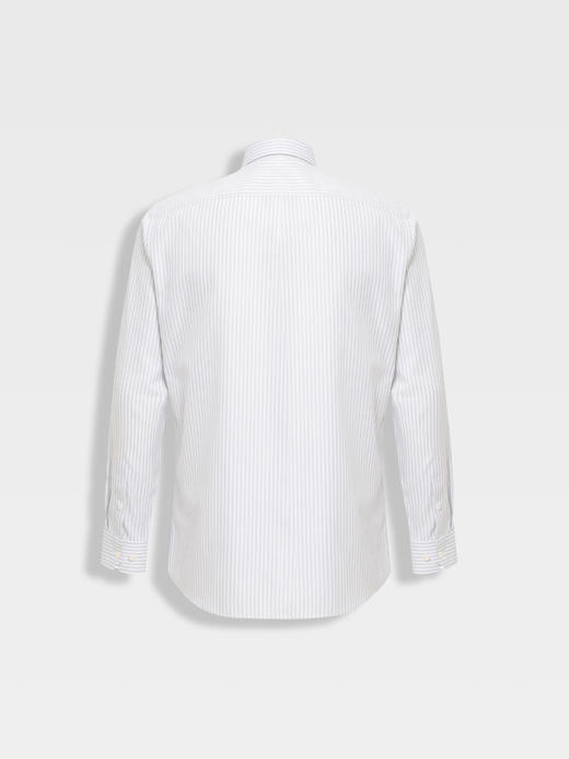 callisto浅灰鱼骨纹竖条纹长袖衬衫 商品图1