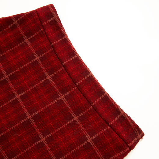 西遇复古红色棋盘格纹毛呢裙女冬季新款高腰显瘦A字半身裙V3755283 商品图5