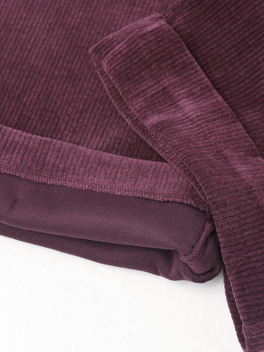 复古酒红色灯芯绒阔腿裤 高腰松紧腰显瘦长裤 秋冬垂感休闲卷边直筒裤 商品图4