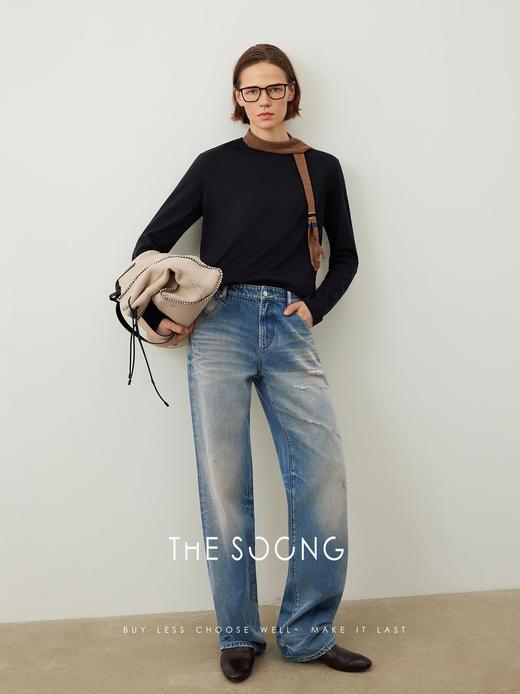 THESOONG/巴黎T 高端定制高密全棉亲肤白色长袖打底衫上衣女HBTX7592 商品图5