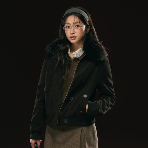 Ariseism 美式复古PU皮夹棉短外套女秋季新款外套 商品图1