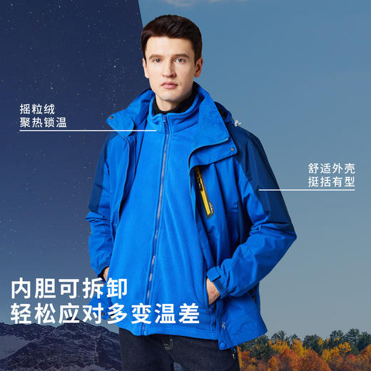 【摇粒绒内胆】罗蒙秋冬保暖外套男时尚休闲户外保暖可拆卸内胆御寒两件套 商品图8