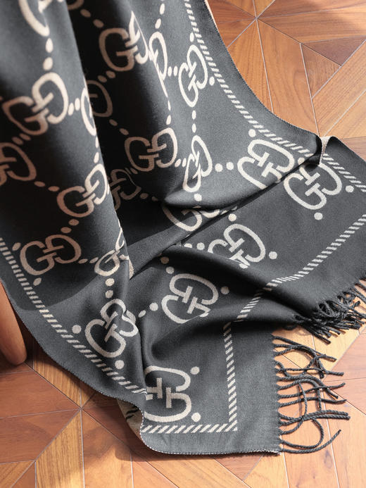 WJ21-GUCCI古驰 经典双G格纹 绒线围巾 男女同款情侣款（QZ*MM） 商品图2