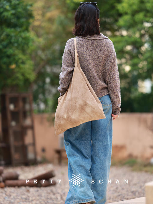 PETIT SCHAN小闪 CLO#943 Morning Fog 晨雾 羊毛羊驼毛大翻领花纱开衫毛衣 商品图5