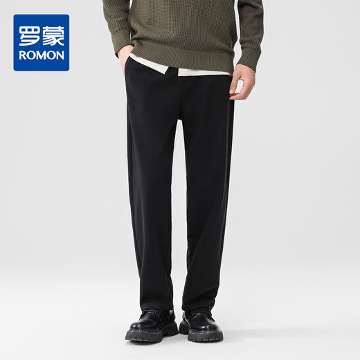 【含绵羊毛】罗蒙休闲裤男士双面绒感半松紧腰头搭配抽绳修饰腿型长裤 商品图0