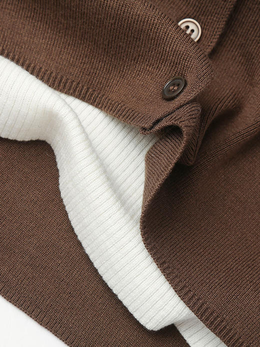 高级感灰色撞色针织开衫 圆领单排扣短款上衣 春秋季通勤百搭显瘦羊毛混纺外套 商品图3