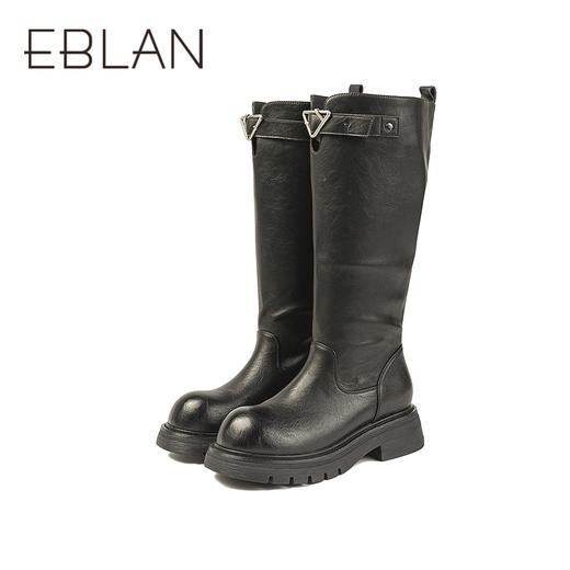 伊伴冬季酷飒有型骑士靴百搭经典色骑士靴B25505307 商品图4