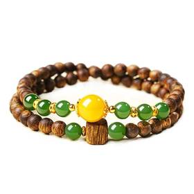 静心宁神蜜蜡沉香木手串