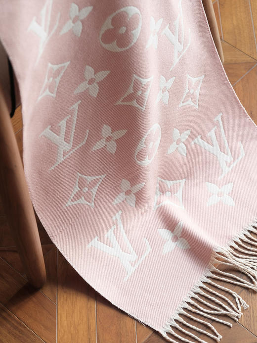 WJ05-驴家 提花织纹流苏饰边 绒线围巾 男女同款情侣款 粉色（QZ*MM） 商品图3