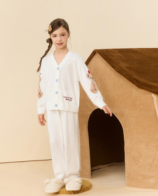 【春上新】8楼爱慕儿童Aimer Kids女孩2件装-小熊点点长袖家居套装AK143J561，吊牌价899元 商品图4