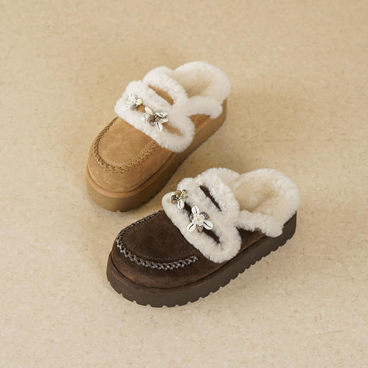 Westory2025年冬季绒面厚底羊毛便捷穆嘞拖随性时髦深口毛毛鞋W25DM86291 商品图0