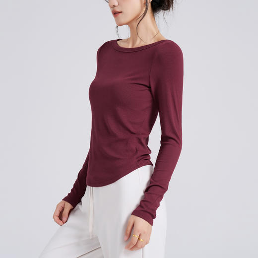 【限时秒】YOGACODE【火树银花系列】莫代尔长袖瑜伽服女柔软舒适透气健身t恤DWT125586 商品图3