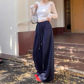 慵懒风加绒阔腿裤女秋冬季2025新款加厚高腰宽松直筒拖地休闲长裤