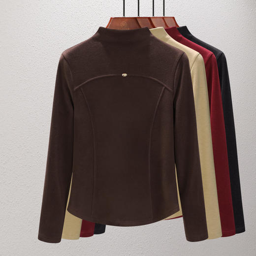 「自j」全新升级【铂金会员119/天猫159/差价40】(02307)洛诗琳桑蚕丝羊毛半高领打底衫2025秋冬暖绒中领保暖上衣女 商品图3